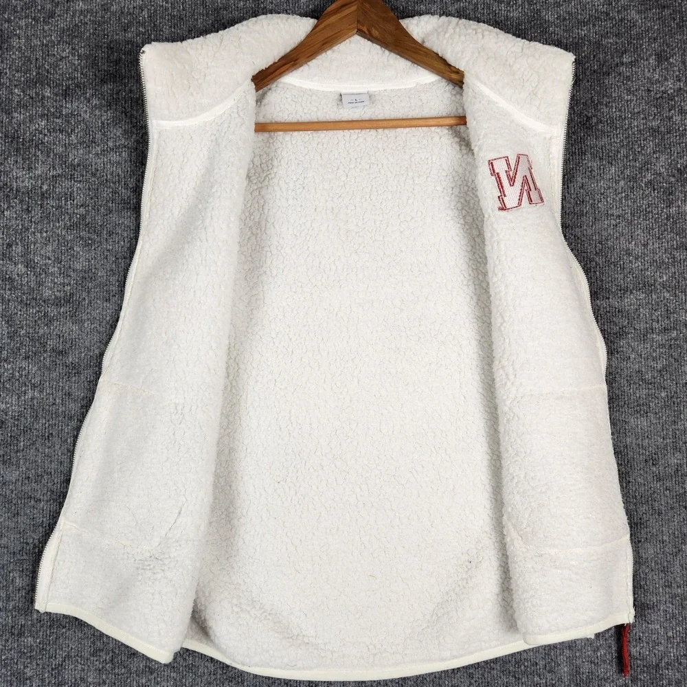 Nebraska Cornhuskers Vest Sherpa Fleece White Womens Large NCAA Full Zip - Picture 3 of 9